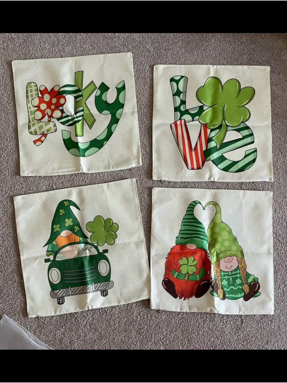 St. Patrick's Day Green Shamrock Decorative Throw Pillow (4 pieces)